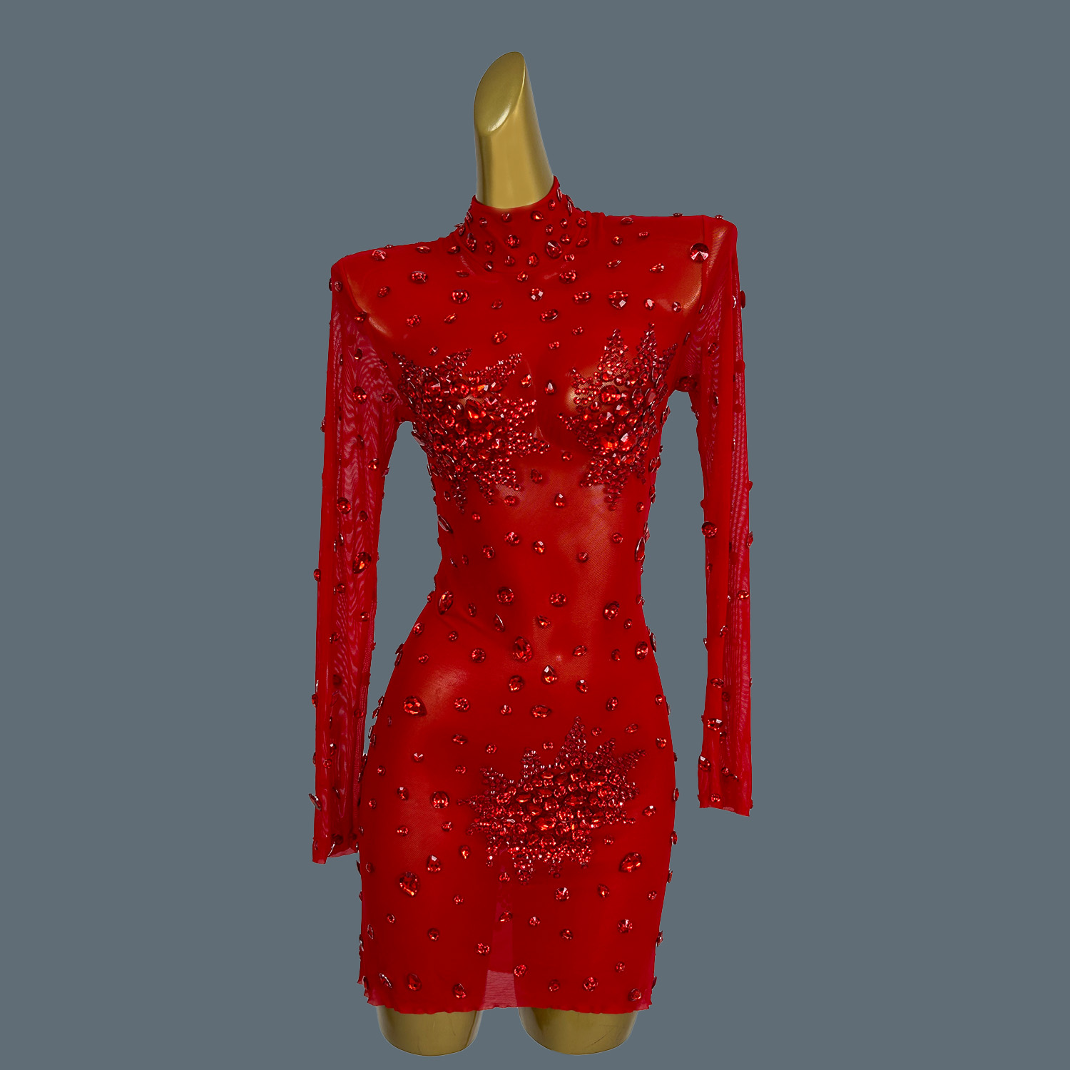 Sparkly Rhinestone Club Party Dress - Luxury Sexy Red Rhinestones Sparkly See