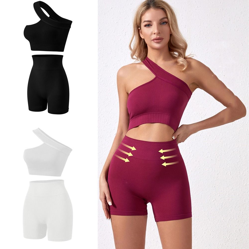 Seamless Ribbed Workout Tank Top - 2Pcs Comfortable Seamless Women Workout Sets