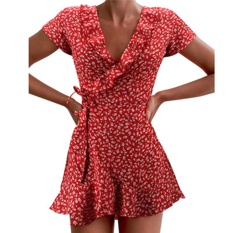 French Vintage Floral Midi Dress - Summer Women’s Floal A-Line Dress Sweet
