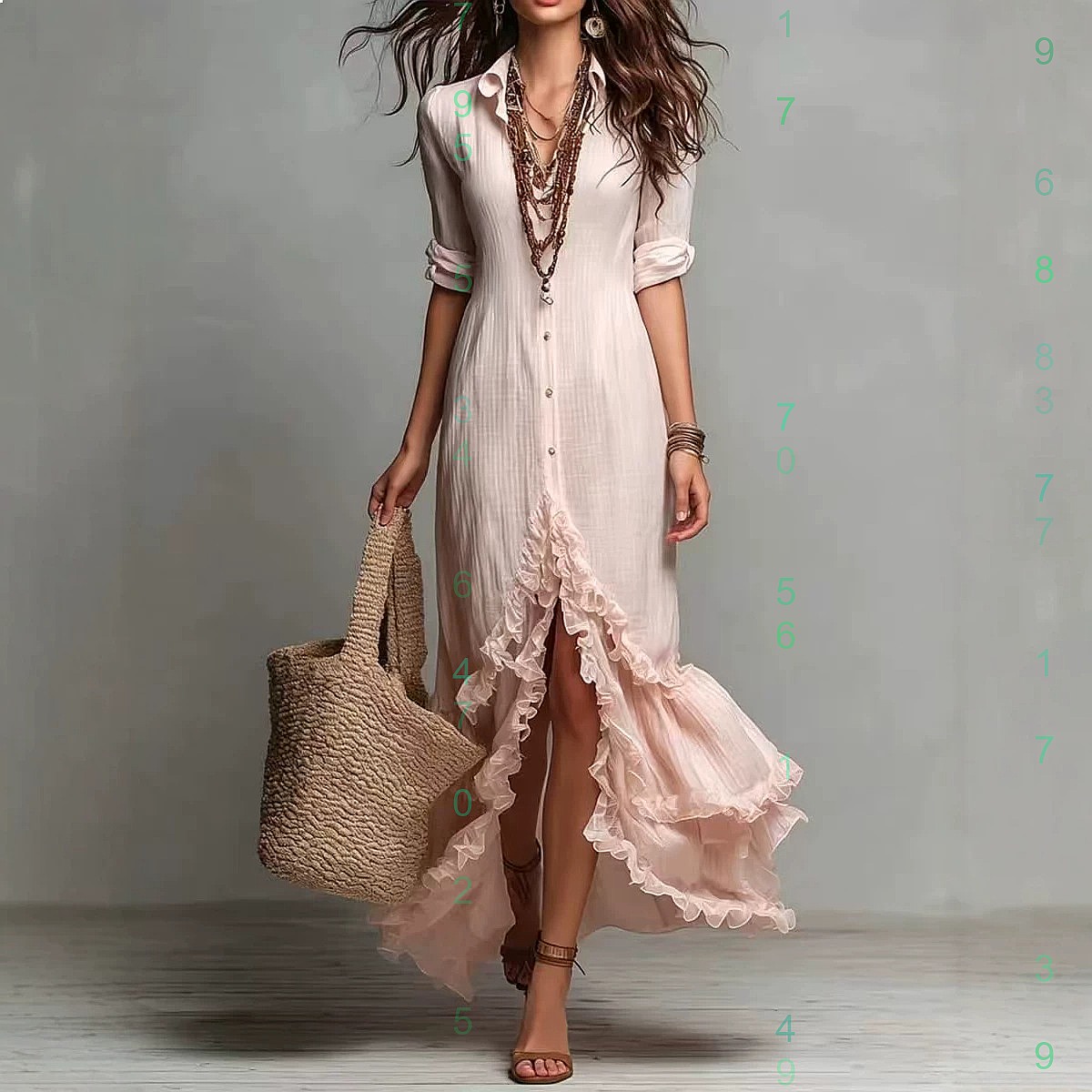 Casual Loose Linen Shirt Dress - Cross back cotton linen dress with