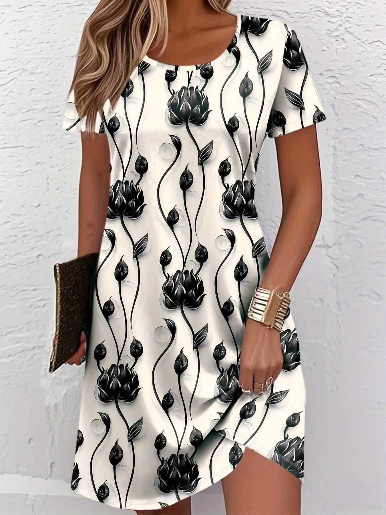 French Vintage Floral Midi Dress - New Women Slim Summer 3D Print