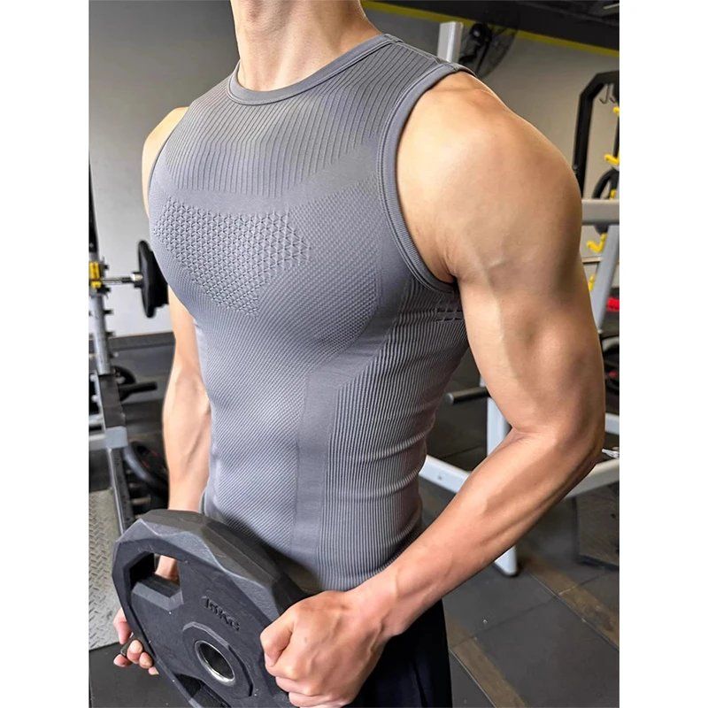 Seamless Ribbed Workout Tank Top - Men's Seamless Ribbed Fitness Tank Top