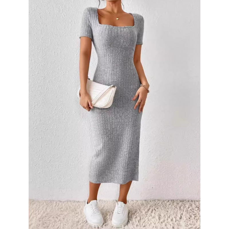Bodycon Long Sleeve Ribbed Dress - Ropa Para Mujer Vintage Ribbed Knit