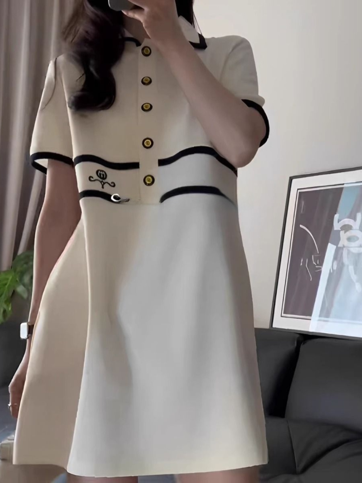 Korean Style A Line Shirt Dress - plus Size Collar Short Sleeve Dress