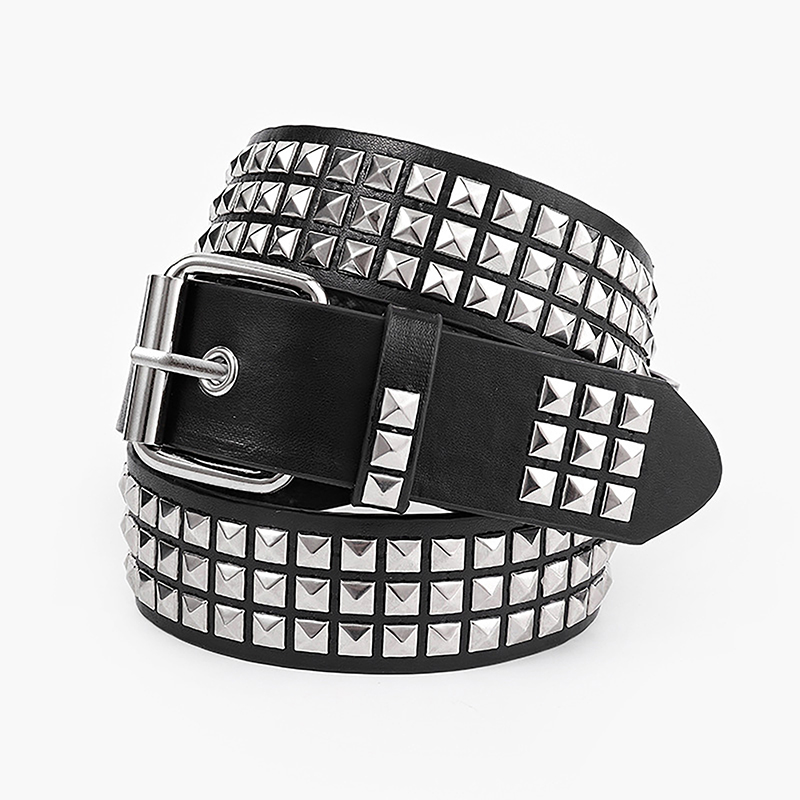 Jeans - Trendy Square Bead Rivet Belt Metal