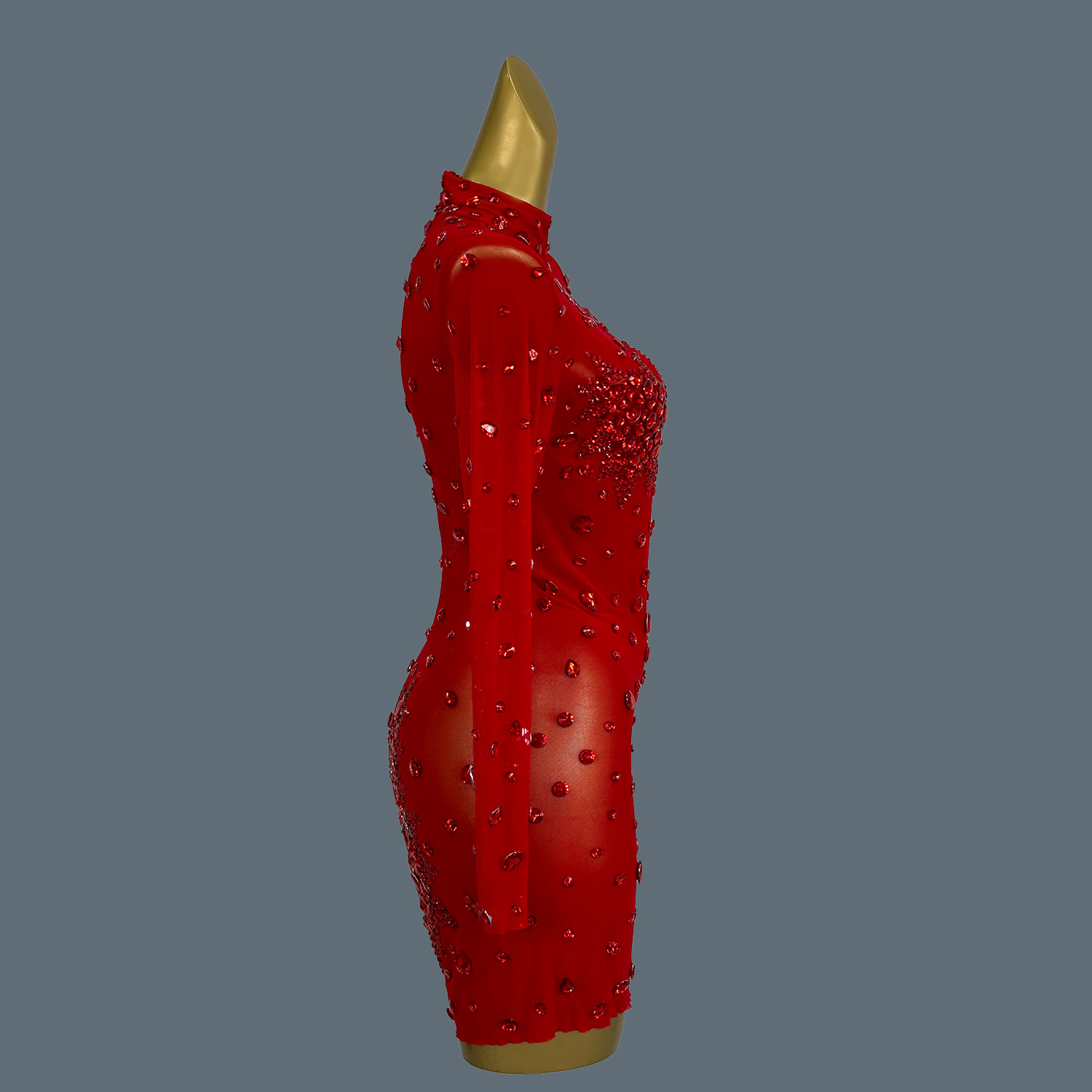 Luxury Sexy Red Rhinestones Sp - Sparkly Rhinestone Club Party Dress recension och pris