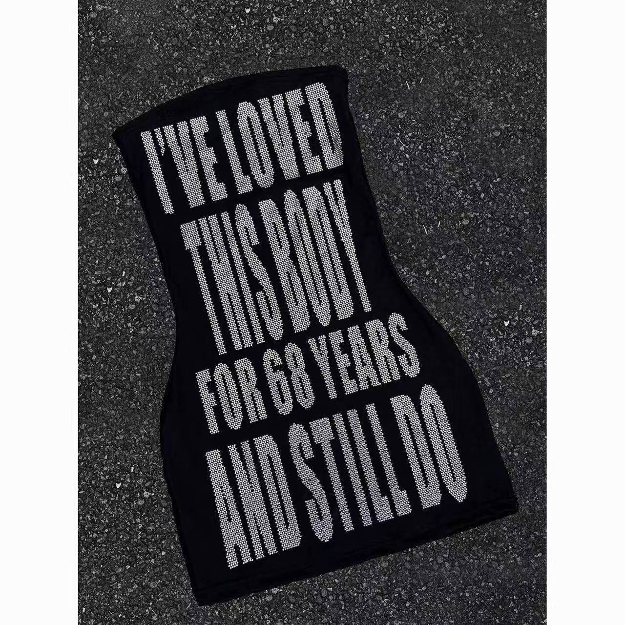 Sparkly Rhinestone Slogan Tube - Sparkly Rhinestone Club Party Dress recension och pris