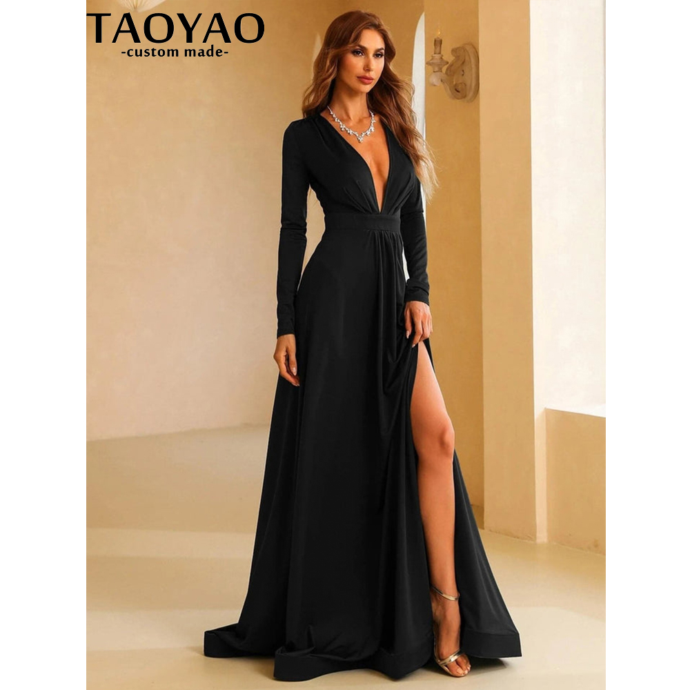 TaoYao Women Evening Dresses C - Elegant Satin Evening Gown Split recension och pris