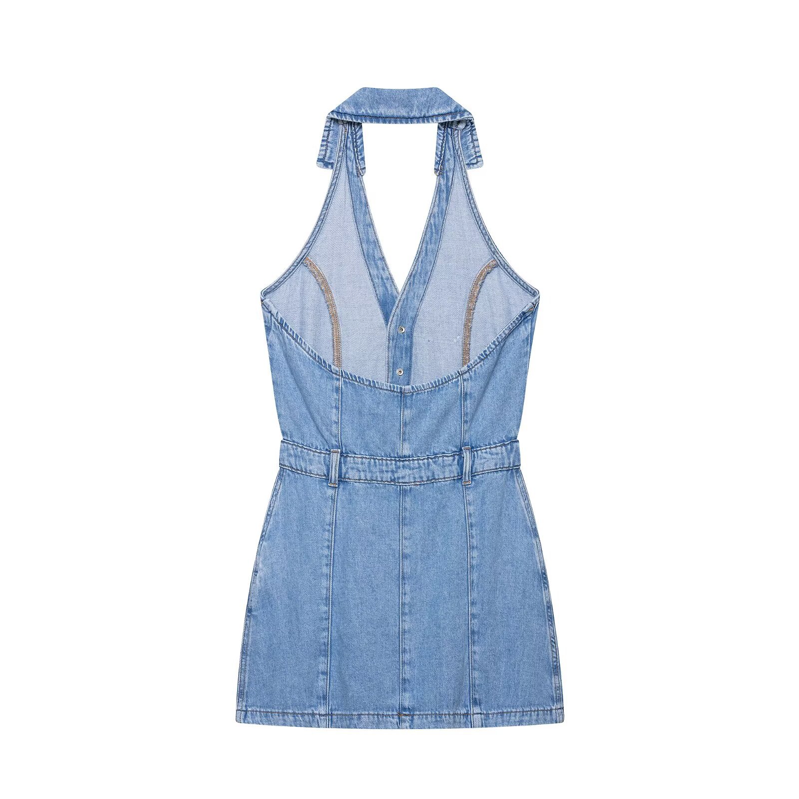Y2K Halter Denim Mini Dress Wo - Y2K Backless Halter Mini Dress recension och pris