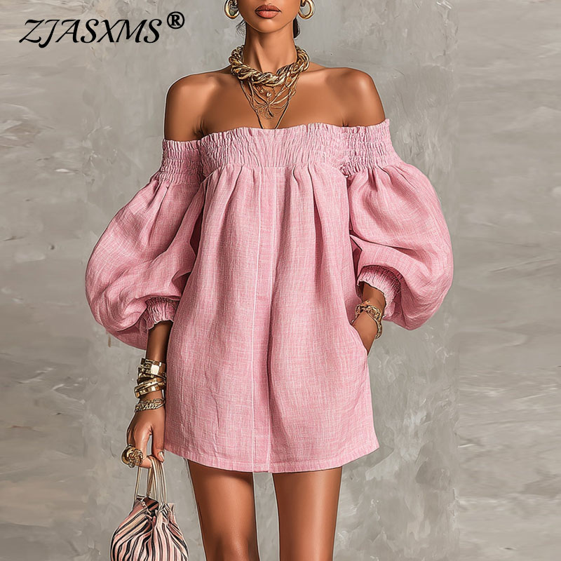 2026 Summer New Off Shoulder P - Off Shoulder Puff Sleeve Sundress recension och pris