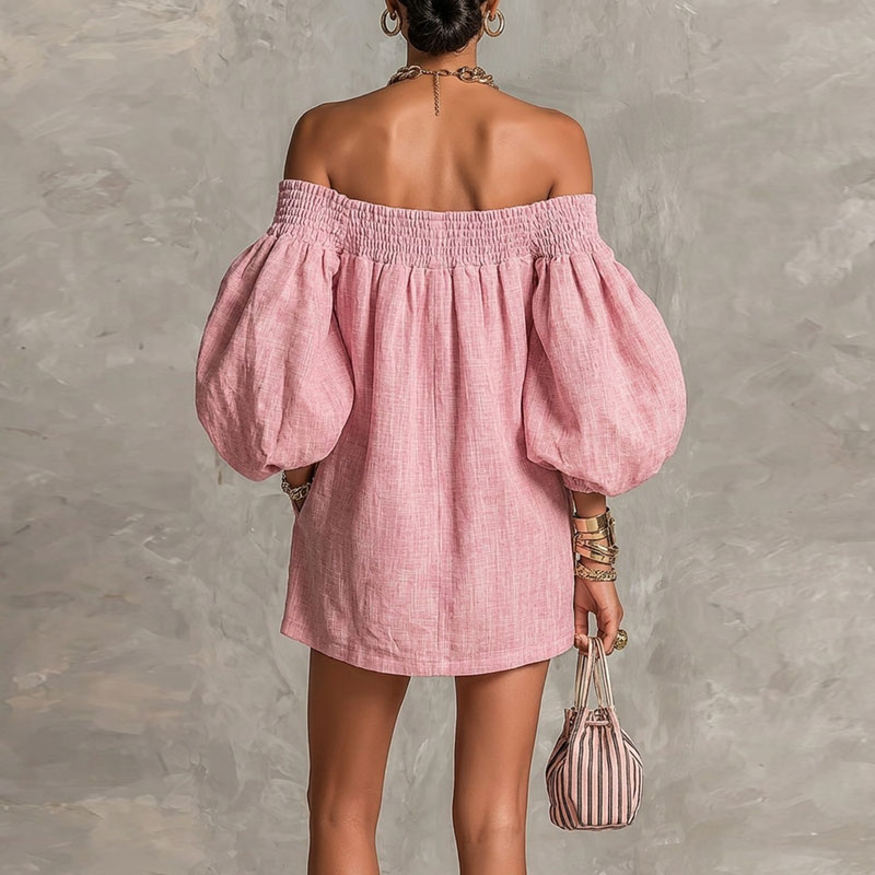 2026 Summer New Off Shoulder P - Off Shoulder Puff Sleeve Sundress recension och pris