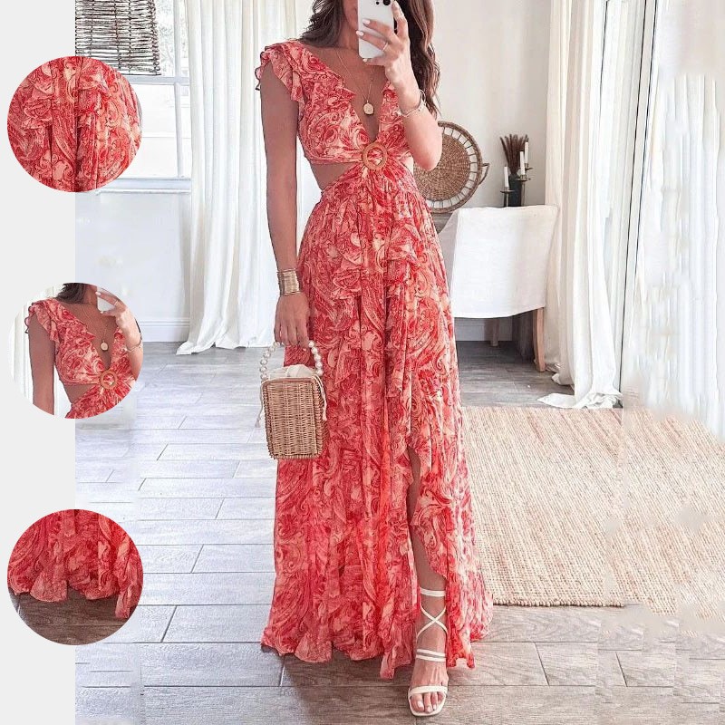 Boho Women's Floral Print Maxi - Boho Summer Beach Maxi Dress recension och pris