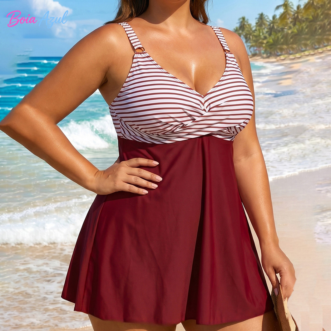 Big size color-blocked striped - Skirts recension och pris