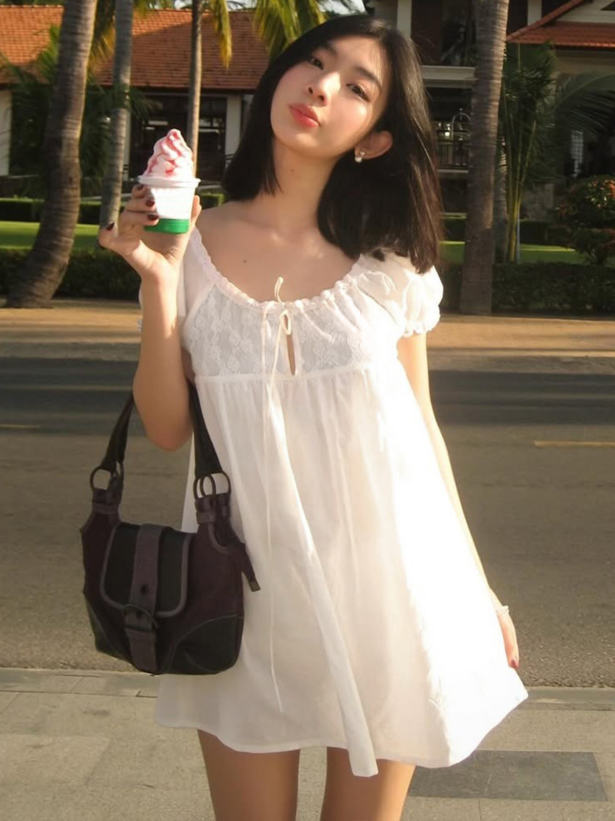 White Off Shoulder Lace Babydo - Off Shoulder Puff Sleeve Sundress recension och pris