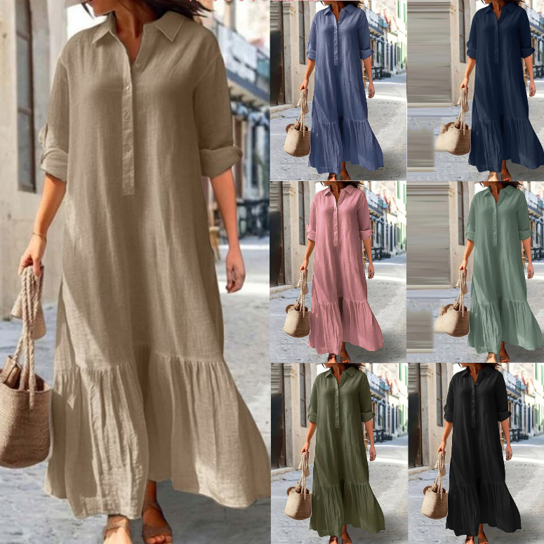 2025 Women's Linen Shirt Dress - Casual Loose Linen Shirt Dress recension och pris