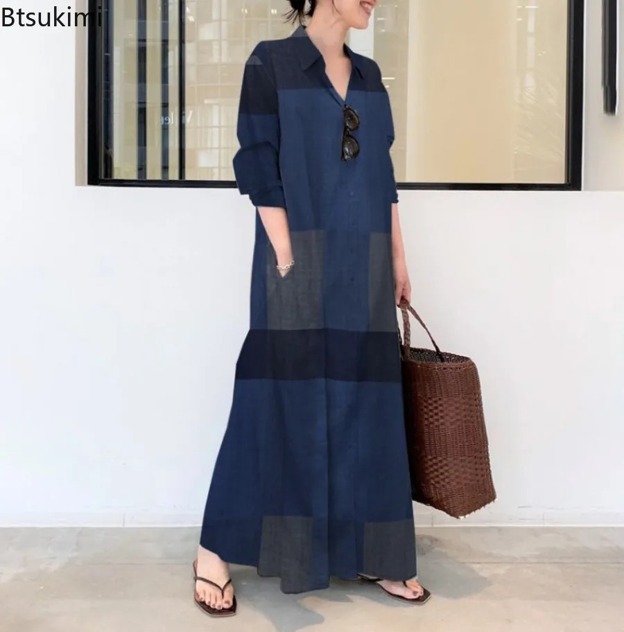 Fashion New Shirt Dress Women  - Casual Loose Linen Shirt Dress recension och pris