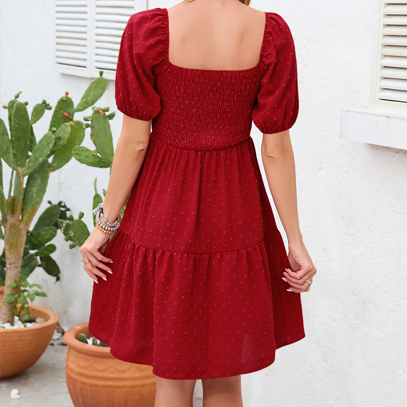 Elegant Women's Summer Short S - Off Shoulder Puff Sleeve Sundress recension och pris
