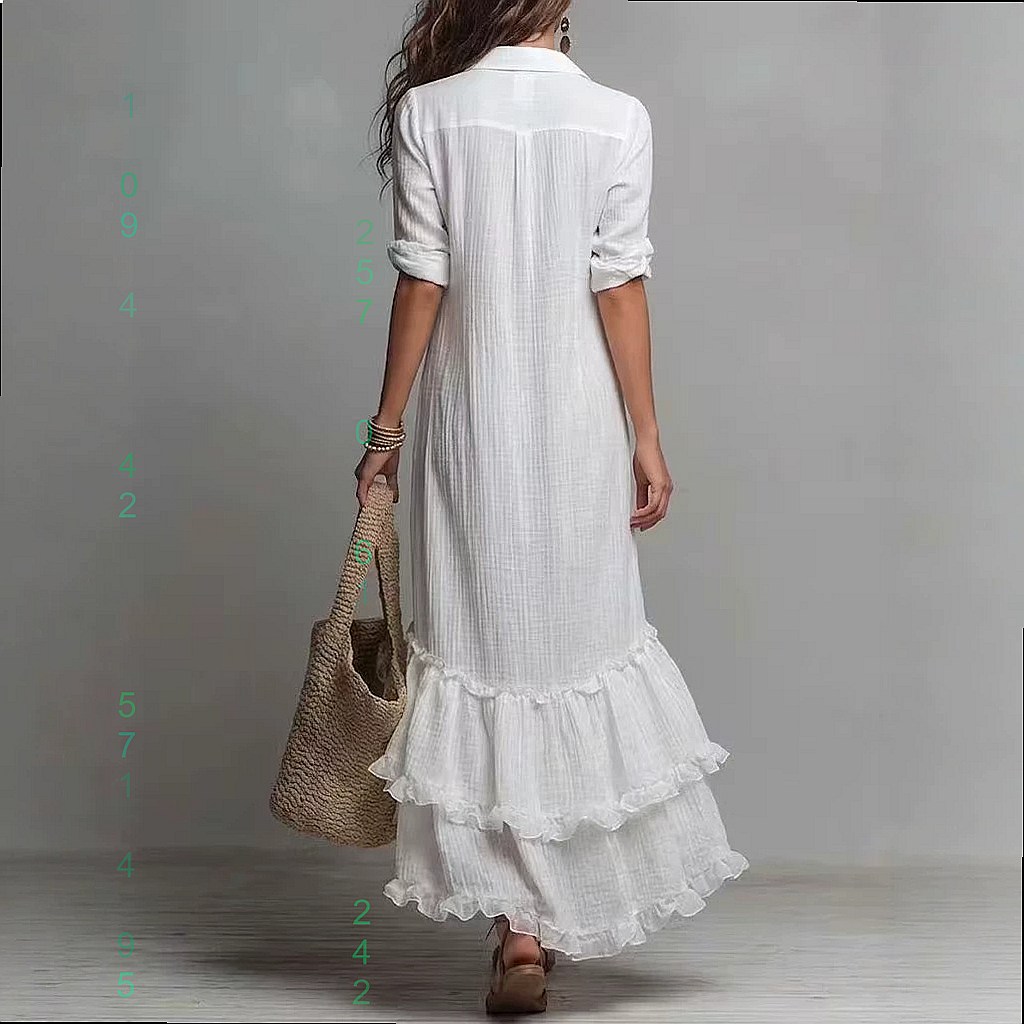 Cross back cotton linen dress  - Casual Loose Linen Shirt Dress recension och pris