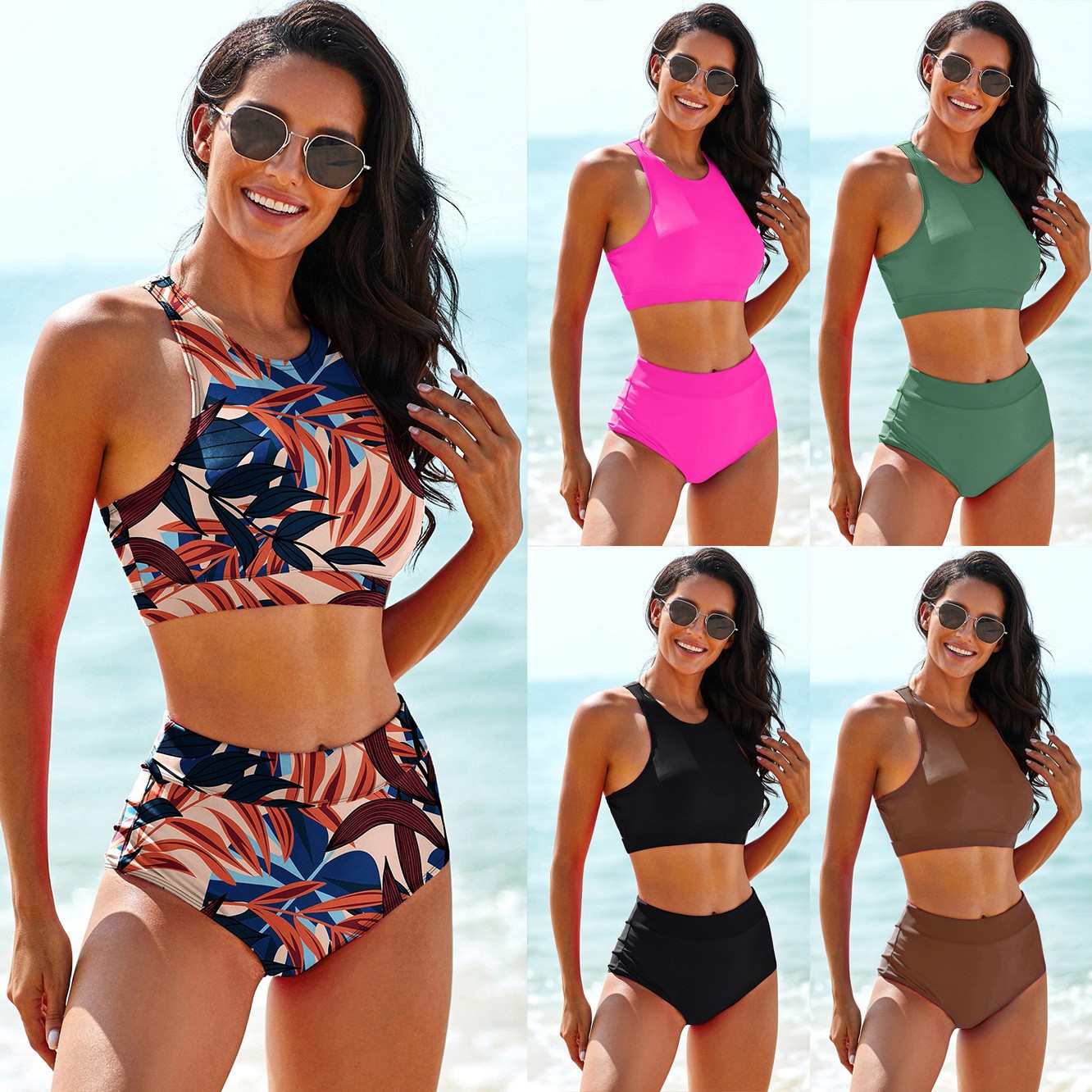 Woman Swimsuits Solid Color Ta - Tops recension och pris