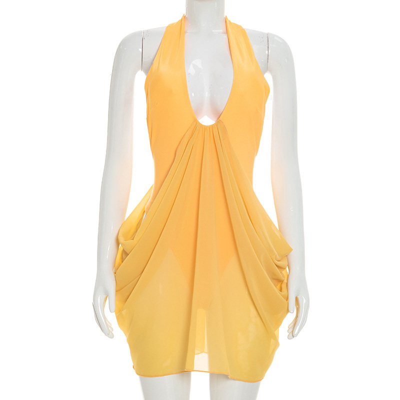 Hollow Sexy Mini Dress Women H - Y2K Backless Halter Mini Dress recension och pris