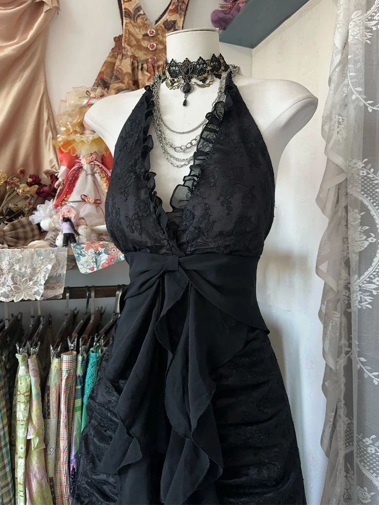 Y2k Vintage Halter Sleeveless  - Y2K Backless Halter Mini Dress recension och pris