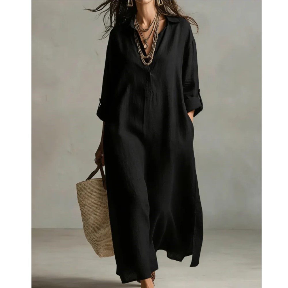 Women Vintage Linen Shirt Dres - Casual Loose Linen Shirt Dress recension och pris