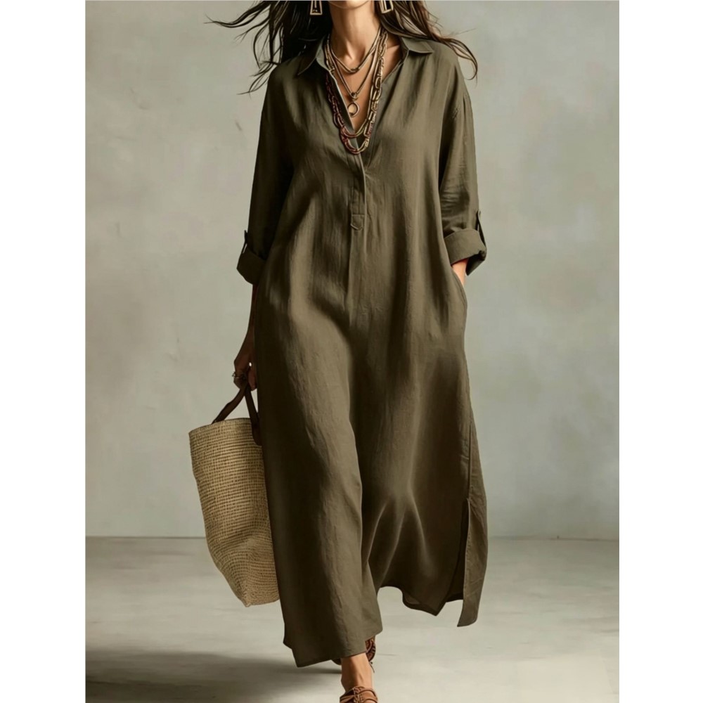 Women Vintage Linen Shirt Dres - Casual Loose Linen Shirt Dress recension och pris