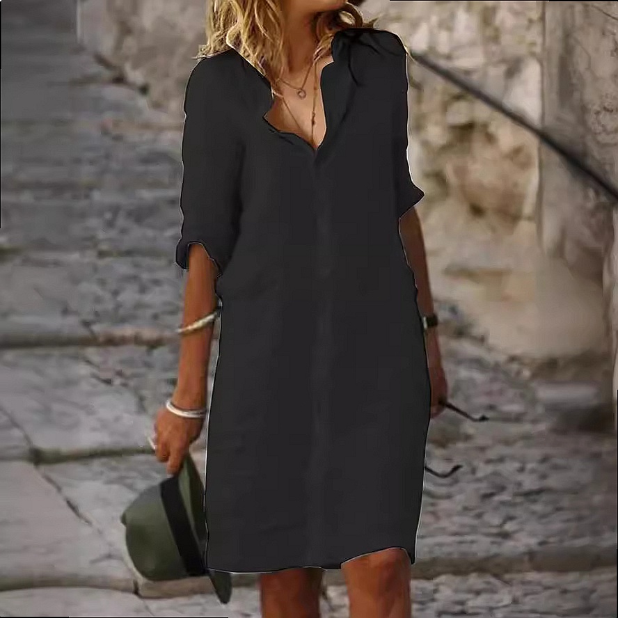 Loose Fit Button Down Midi Shi - Casual Loose Linen Shirt Dress recension och pris