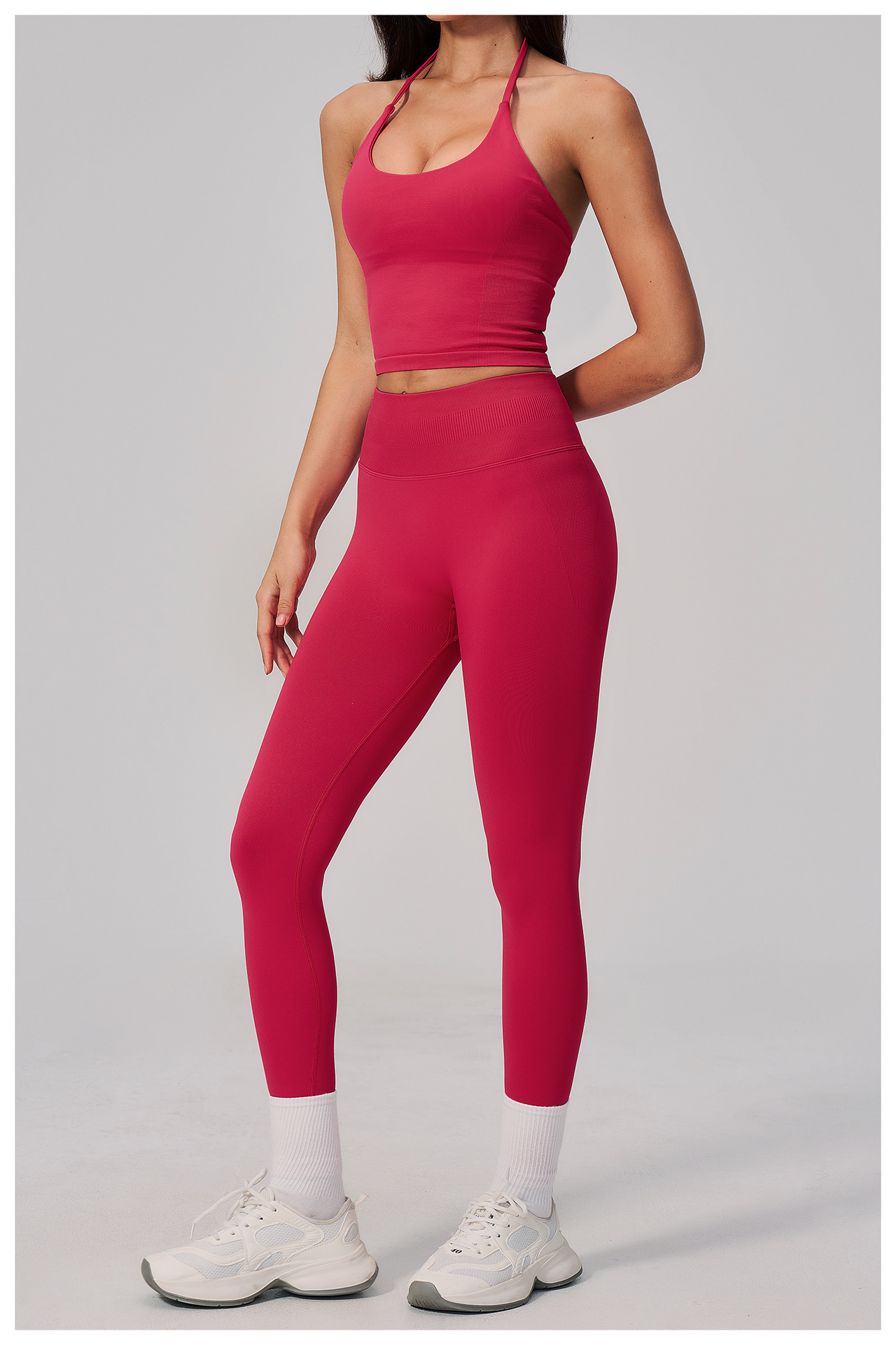 Women's Halter Neck Crop Tank  - Seamless Ribbed Workout Tank Top recension och pris