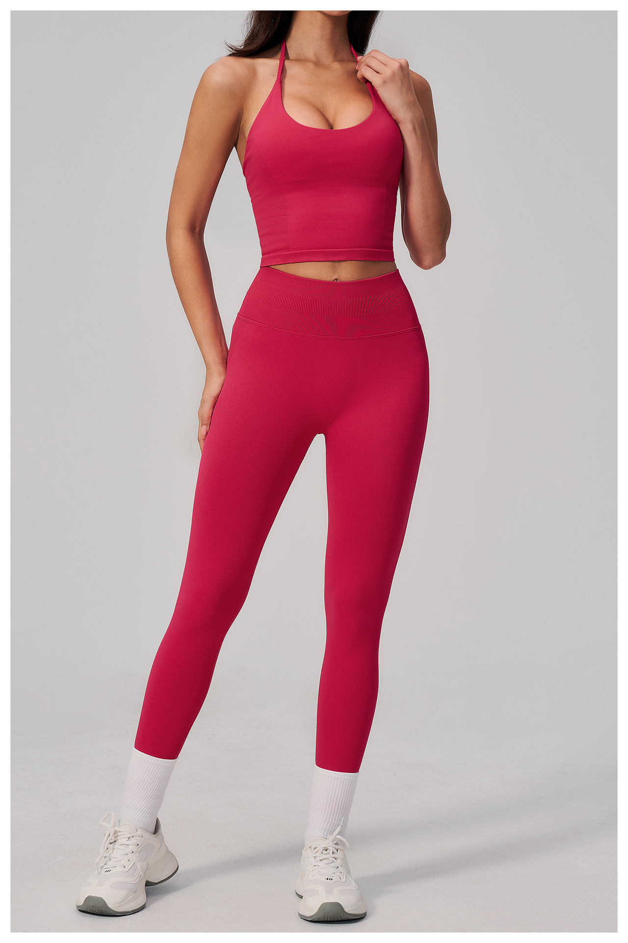 Women's Halter Neck Crop Tank  - Seamless Ribbed Workout Tank Top recension och pris