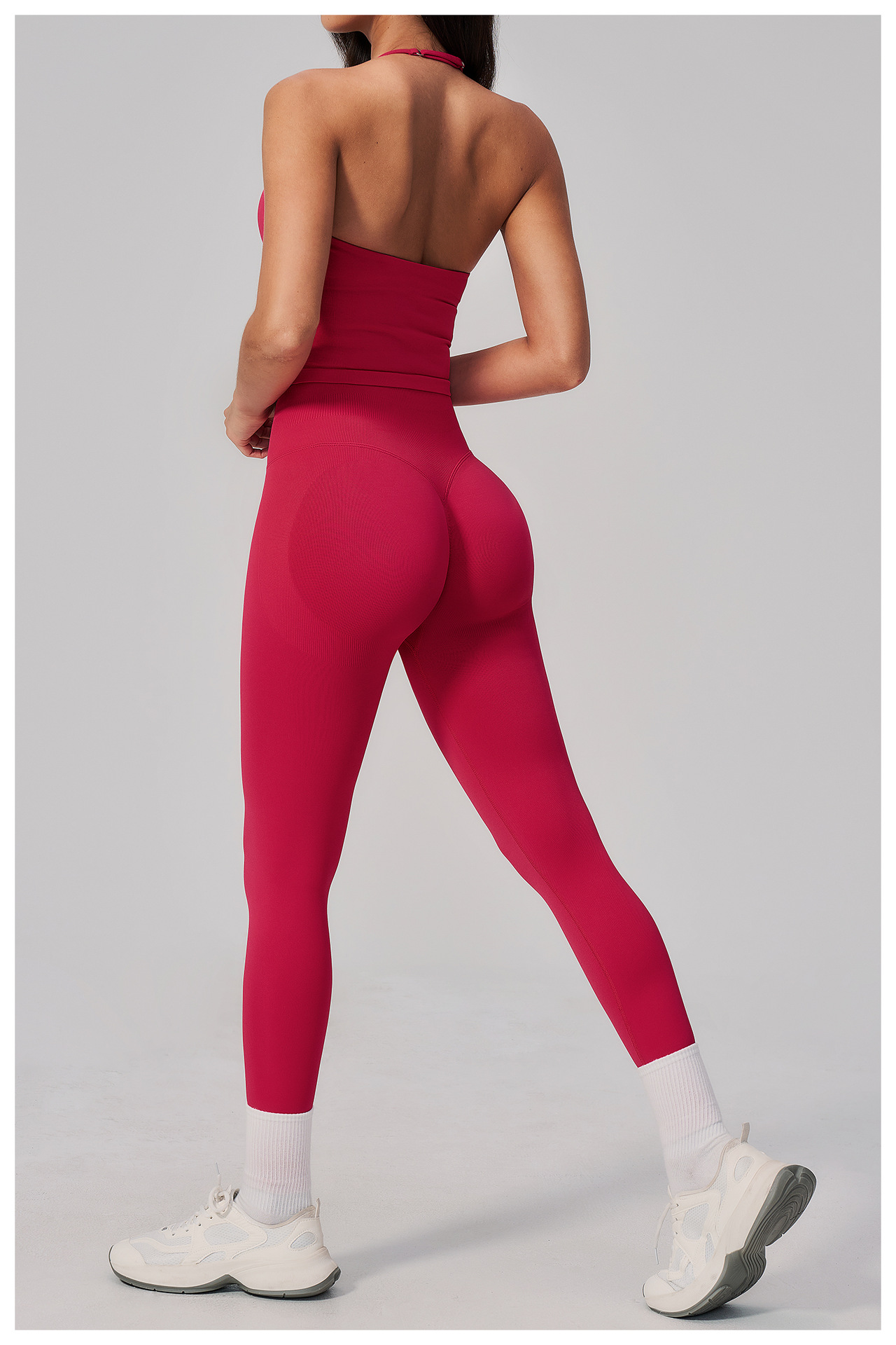 Women's Halter Neck Crop Tank  - Seamless Ribbed Workout Tank Top recension och pris