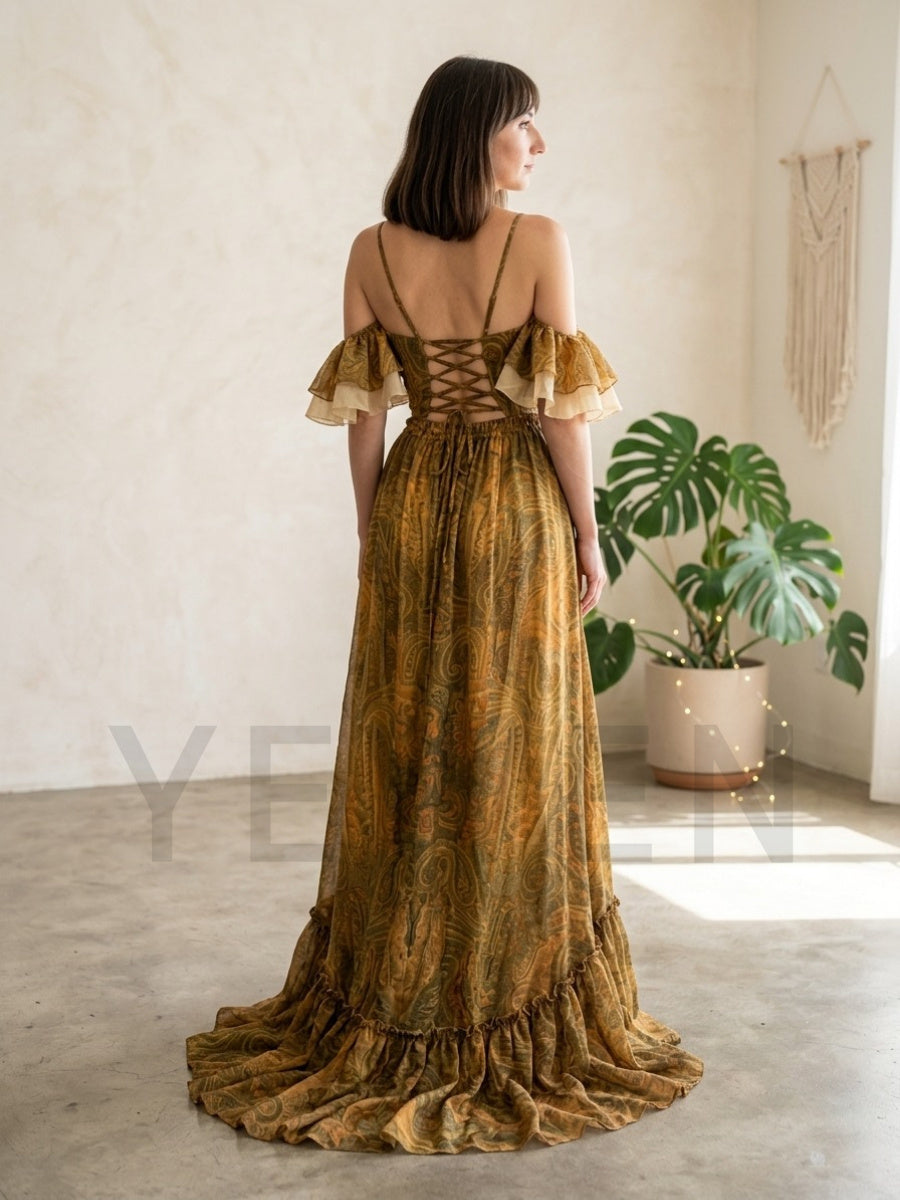 Boho Printed 2 Piece Maxi Dres - Boho Summer Beach Maxi Dress recension och pris