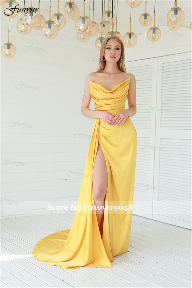 Elegant Off Shoulder Evening D - Elegant Satin Evening Gown Split recension och pris