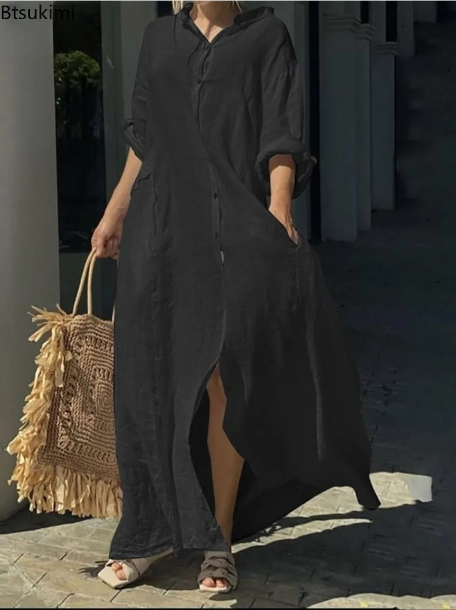 2026 Women's Casual Cotton Lin - Casual Loose Linen Shirt Dress recension och pris