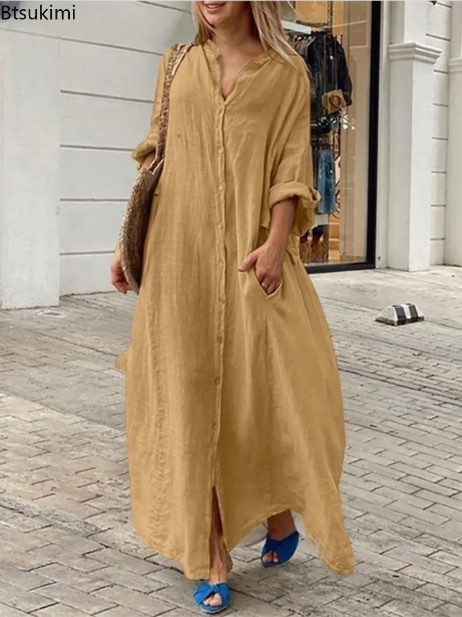 2026 Women's Casual Cotton Lin - Casual Loose Linen Shirt Dress recension och pris