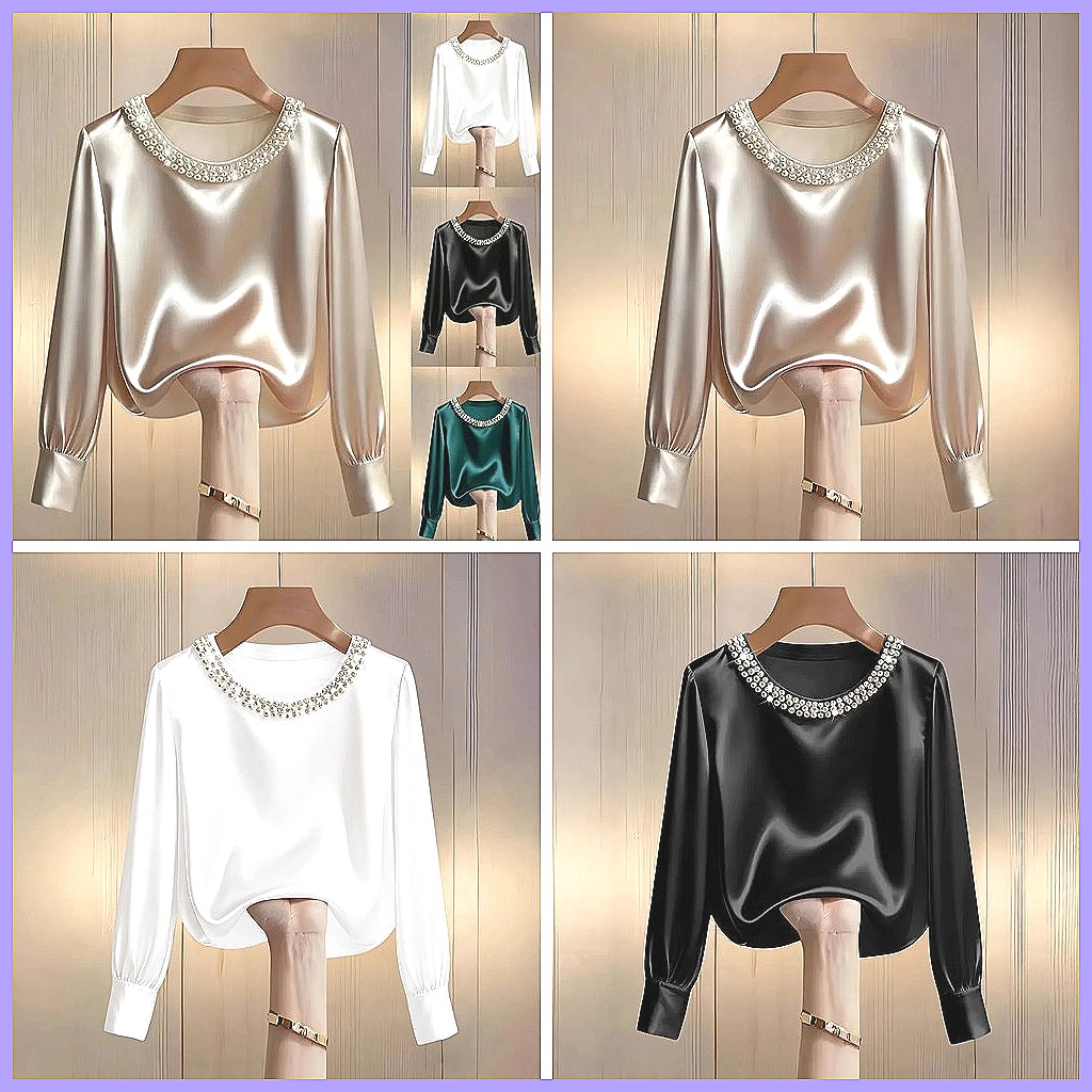 Elegant Beaded Satin Blouse fo - Blouses recension och pris