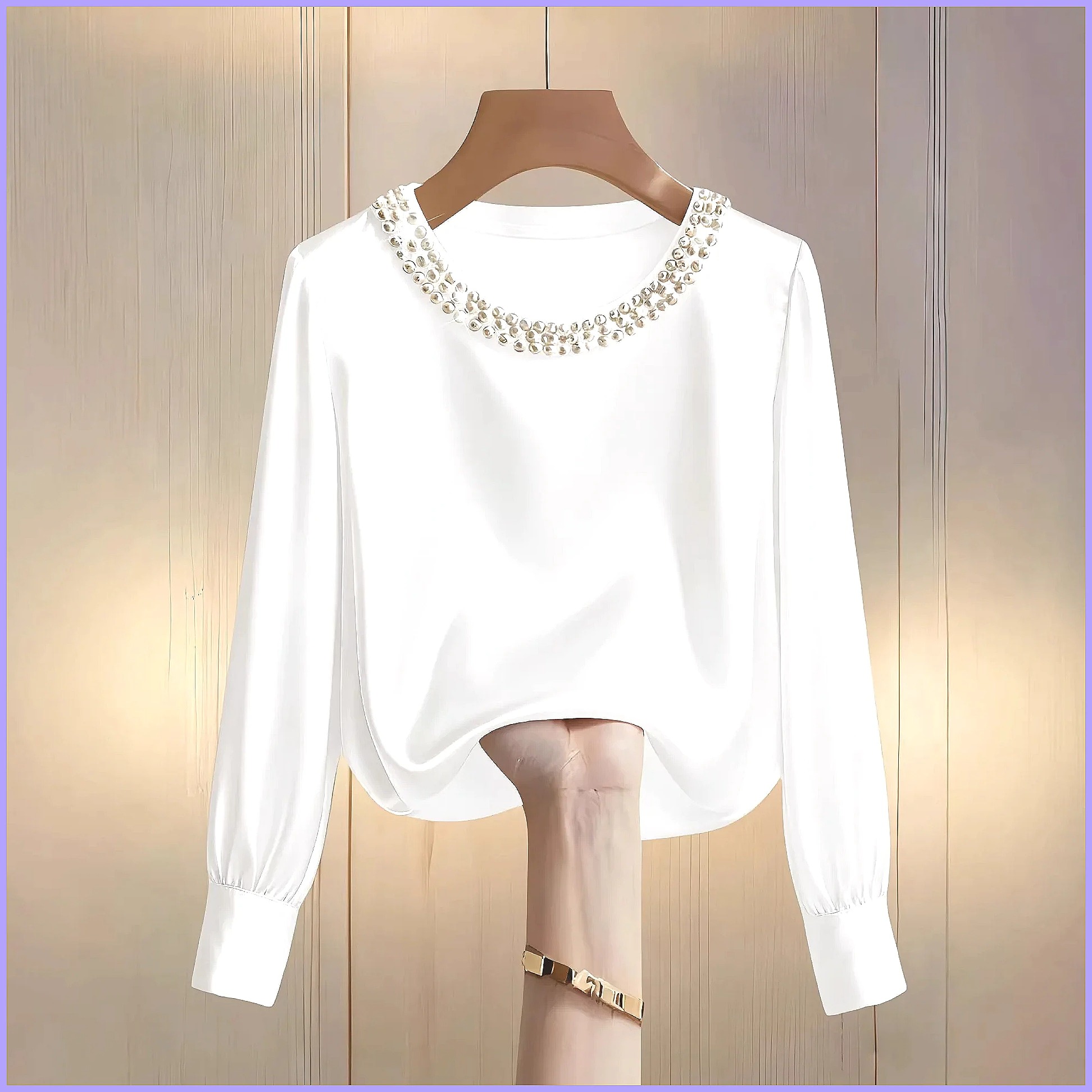 Elegant Beaded Satin Blouse fo - Blouses recension och pris