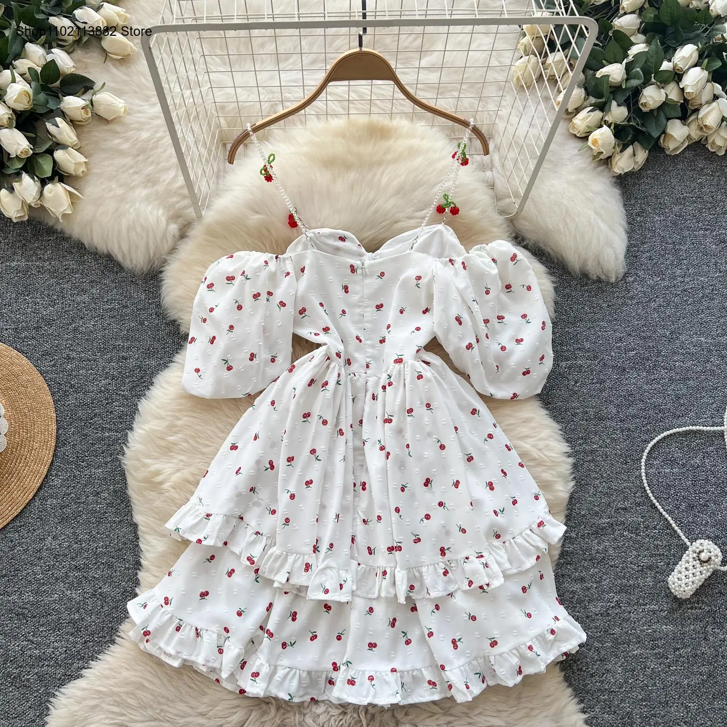 Puff Sleeves Off Shoulder Prin - Off Shoulder Puff Sleeve Sundress recension och pris