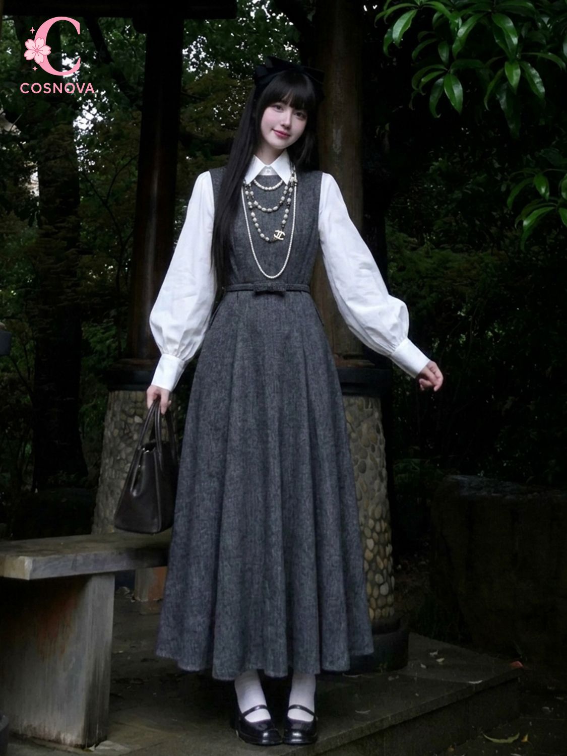 Korean Hepburn Style 2 Piece D - Korean Style A Line Shirt Dress recension och pris