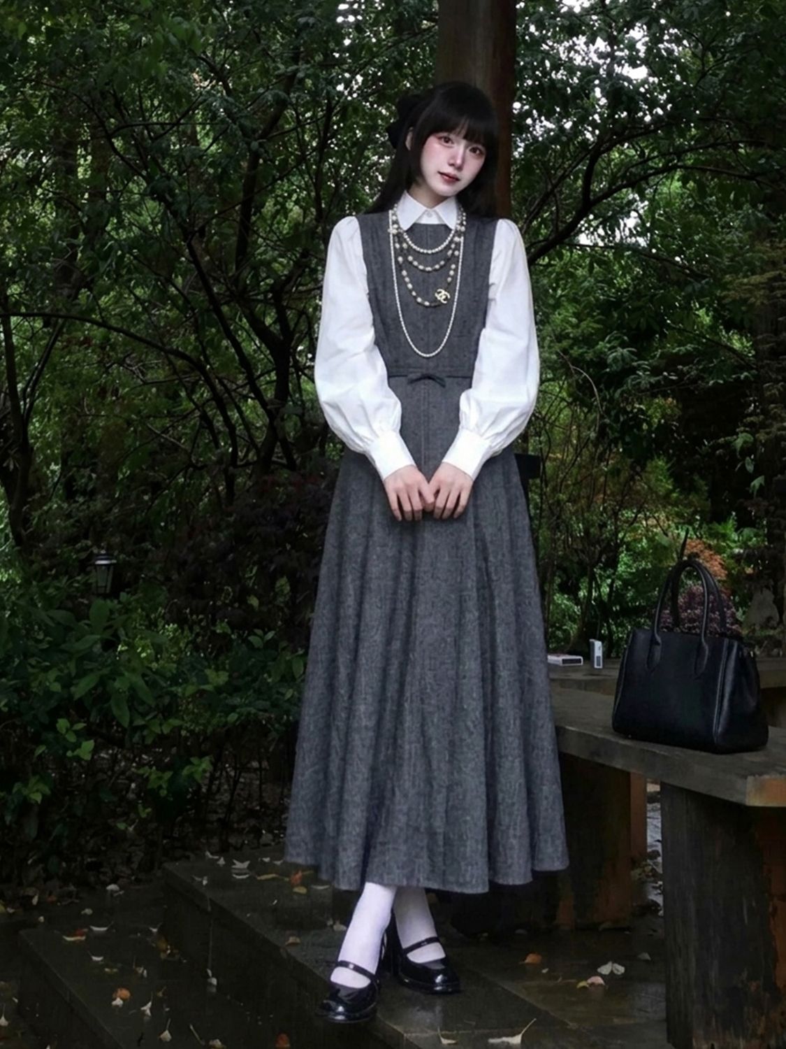 Korean Hepburn Style 2 Piece D - Korean Style A Line Shirt Dress recension och pris