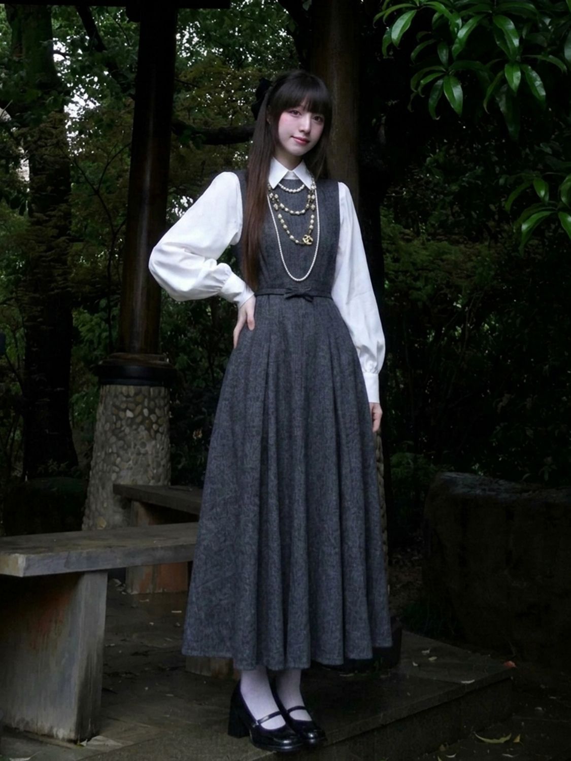 Korean Hepburn Style 2 Piece D - Korean Style A Line Shirt Dress recension och pris