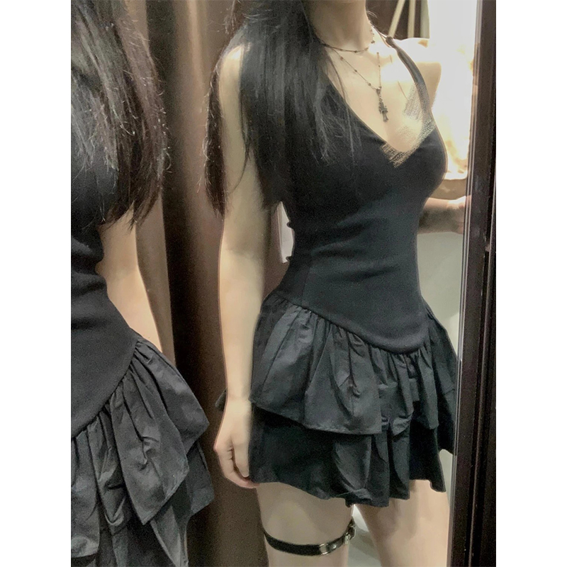 MEXZT Y2K Black Mini Dress Wom - Y2K Backless Halter Mini Dress recension och pris