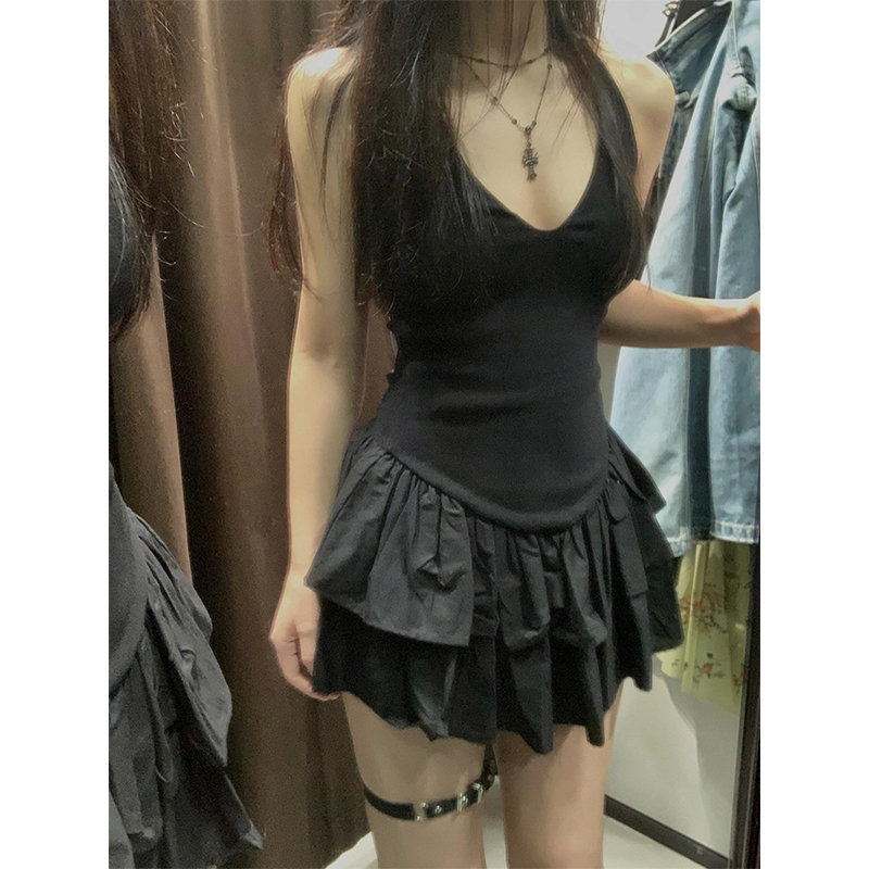 MEXZT Y2K Black Mini Dress Wom - Y2K Backless Halter Mini Dress recension och pris