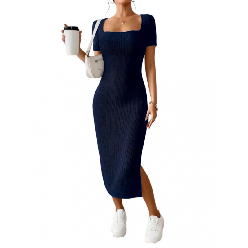 Ropa Para Mujer Vintage Ribbed - Bodycon Long Sleeve Ribbed Dress recension och pris