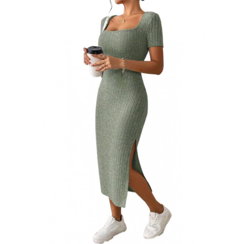 Ropa Para Mujer Vintage Ribbed - Bodycon Long Sleeve Ribbed Dress recension och pris