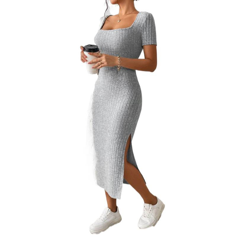 Ropa Para Mujer Vintage Ribbed - Bodycon Long Sleeve Ribbed Dress recension och pris