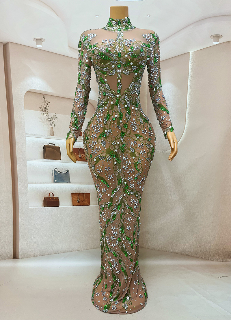 A stunning evening gown Long   - Sparkly Rhinestone Club Party Dress recension och pris