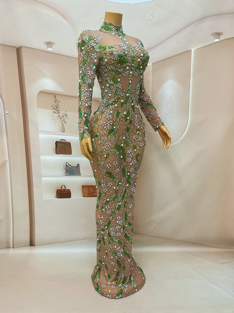 A stunning evening gown Long   - Sparkly Rhinestone Club Party Dress recension och pris