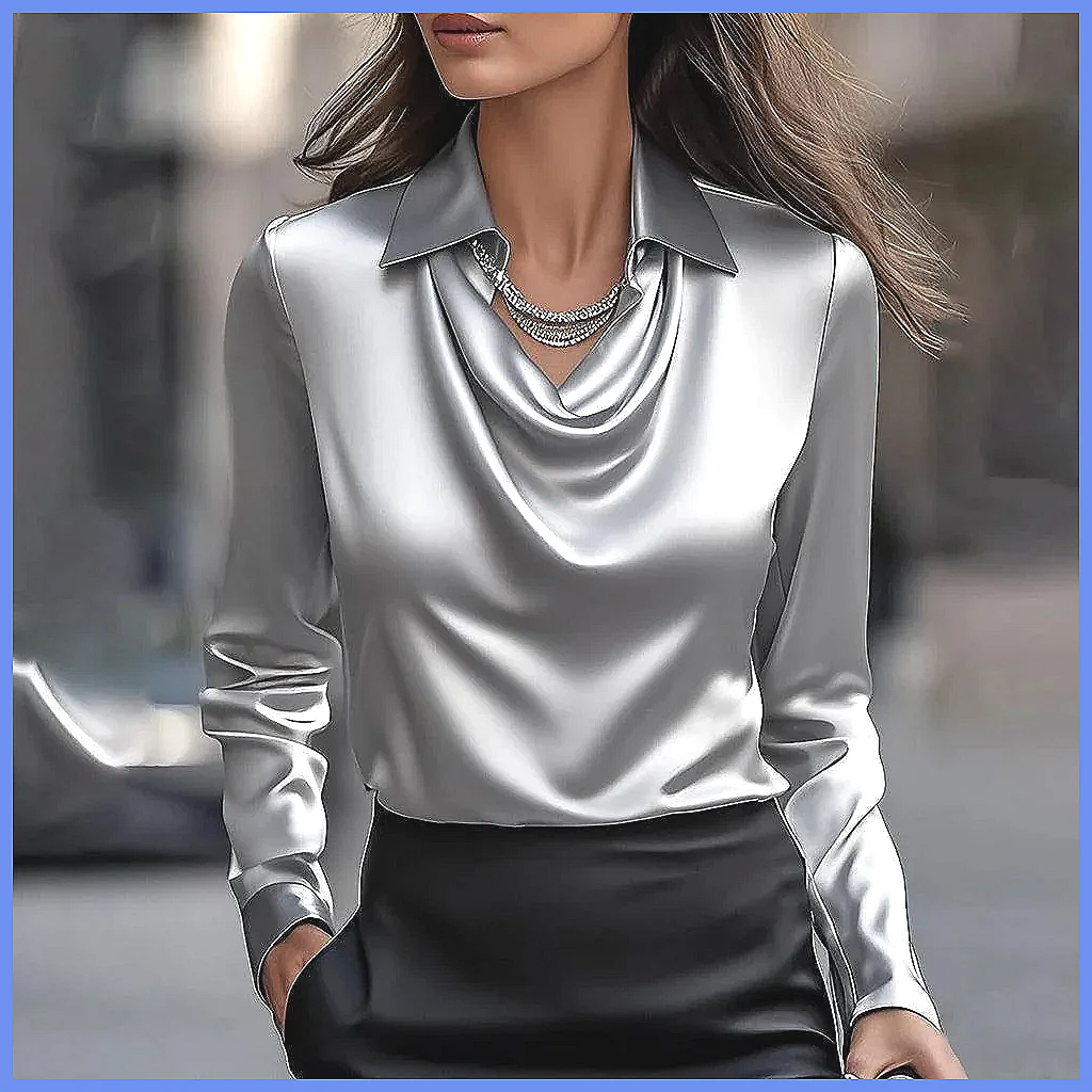 Vintage Satin Blouse Women Lon - Blouses recension och pris