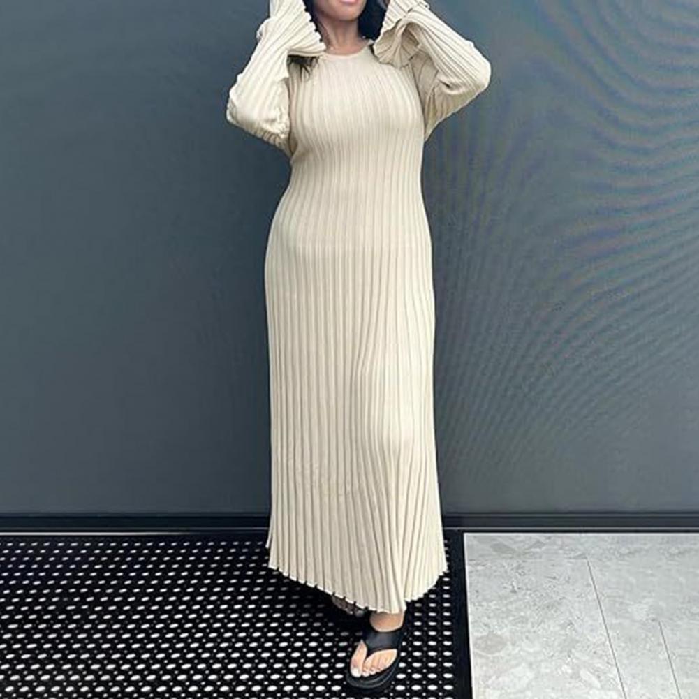 Ribbed Knit Dress Women's Long - Bodycon Long Sleeve Ribbed Dress recension och pris